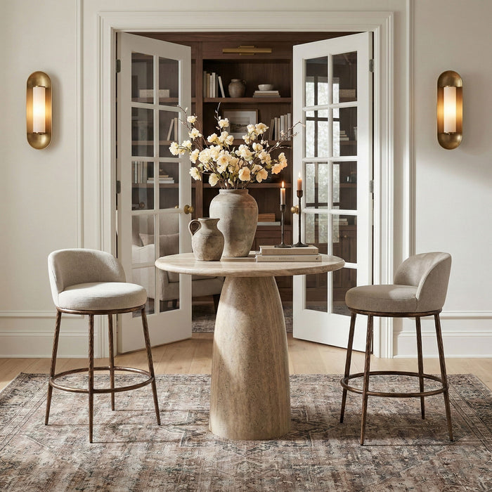 Ferro - Performance Fabric Upholstered Bar Stool - Antique Bronze - Simple Home Plus