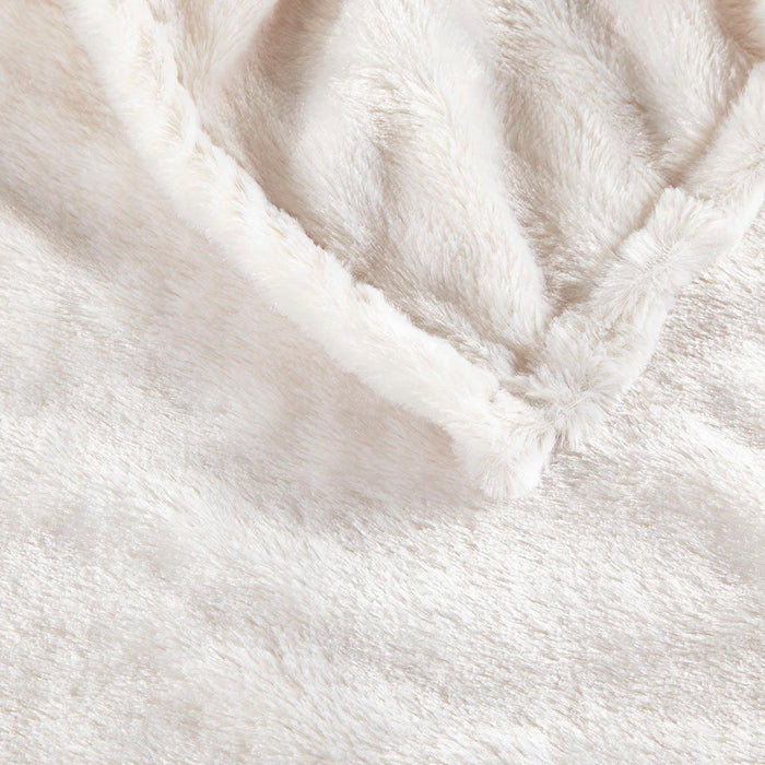 Heated Duke - Faux Fur Heated Throw - Ivory - Simple Home Plus
