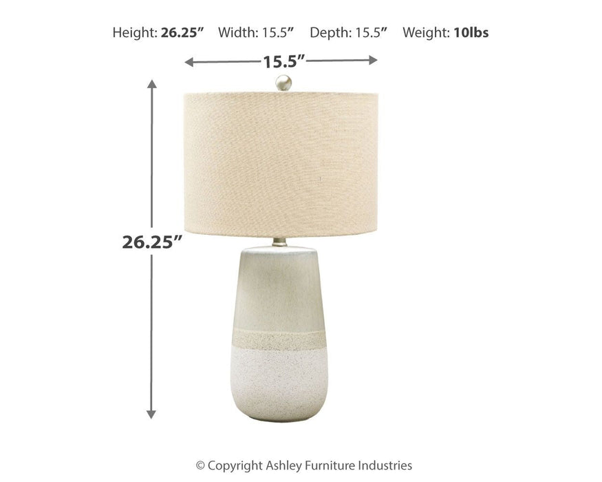 Shavon - Beige / White - Ceramic Table Lamp - Simple Home Plus