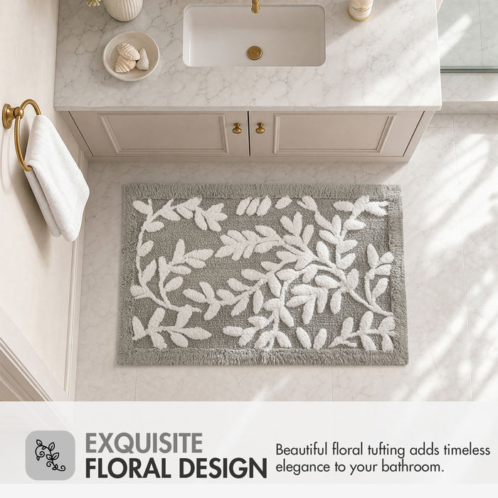 Serene - 34" x 21" Cotton Tufted Bath Rug - Gray