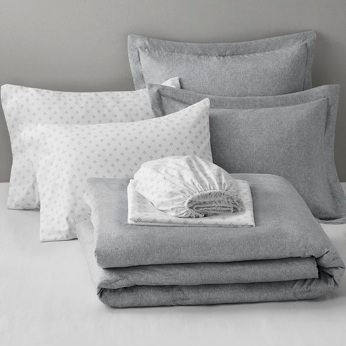 Camden - Full/Queen Chambray Print Solid Comforter Set - Gray - Simple Home Plus