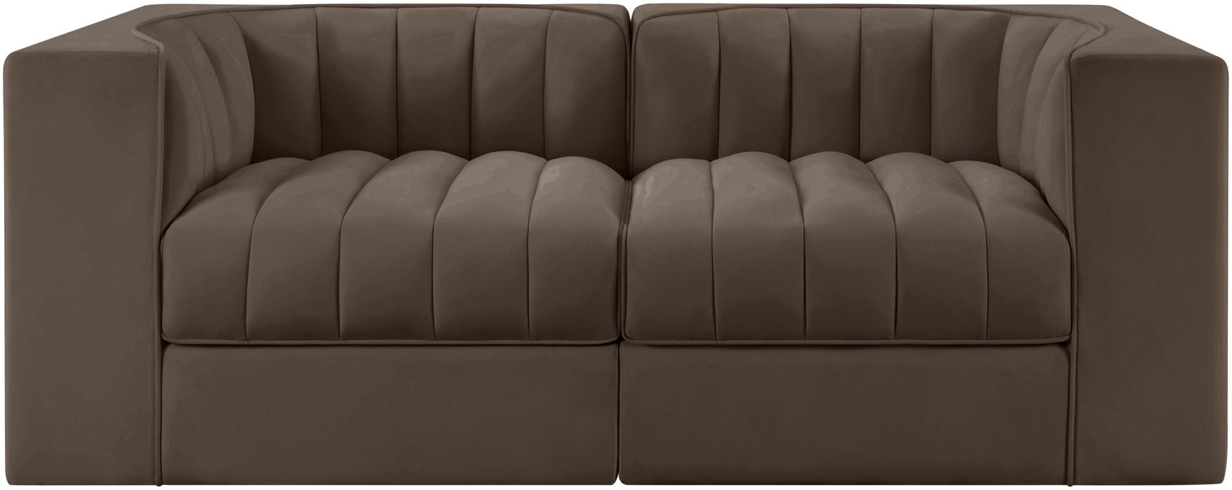 Rummi - Velvet Performance Fabric Upholstered 2 Piece Modular Loveseat - Simple Home Plus