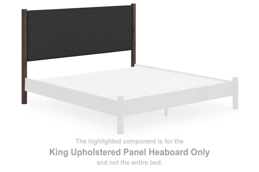 Pamytta - King Upholstered Panel Headboard - Black / Brown - Simple Home Plus