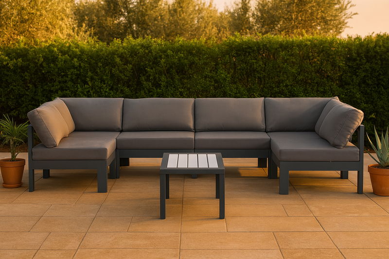 Nizuc - Outdoor Patio 6 Piece Modular Sectional With Gray Frame