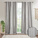 Imani - Printed Window Panel With Stripe And Lining - Gray - Simple Home Plus