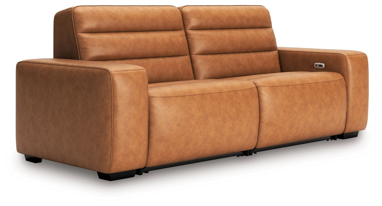 Modero - 2-Piece Power Reclining Sectional Loveseat - Toffee - Simple Home Plus