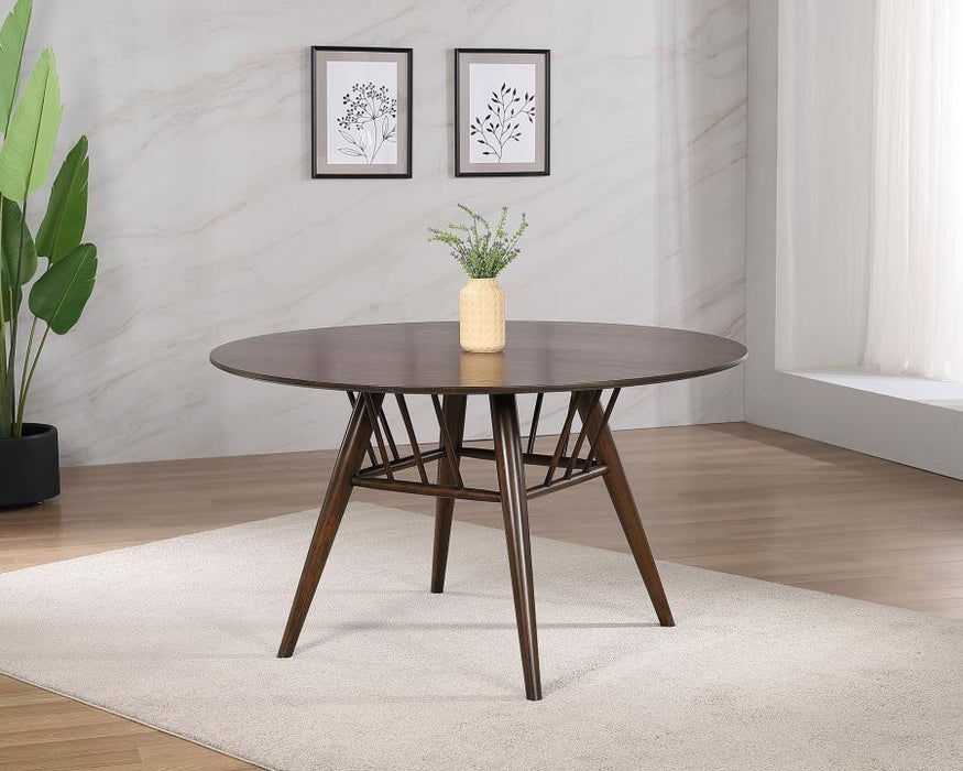Everton - Round Wood Dining Table - Dark Walnut - Simple Home Plus