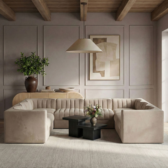 Rummi - Velvet Performance Fabric Upholstered Modular Sectional - Simple Home Plus