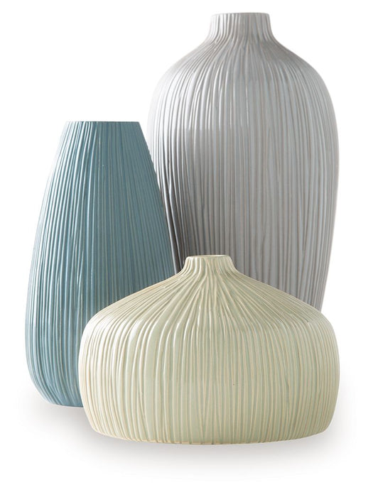 Eiderman - Vase Set (Set of 3) - Gray / Blue / Green - Simple Home Plus