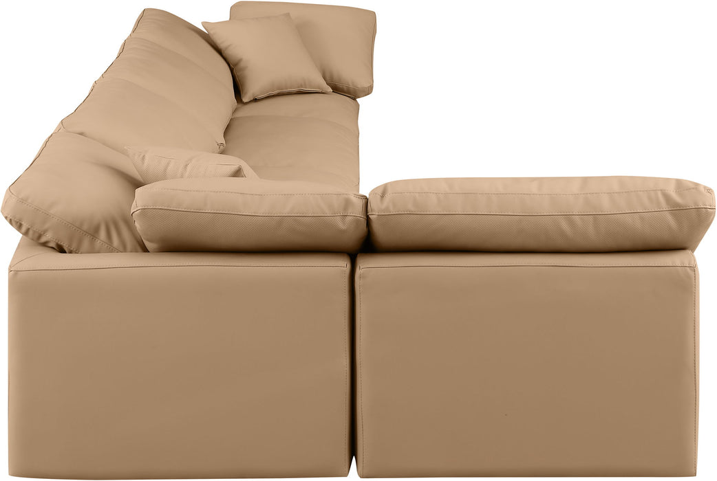 Indulge - Faux Leather 5 Piece Modular Sectional - Tan - Simple Home Plus