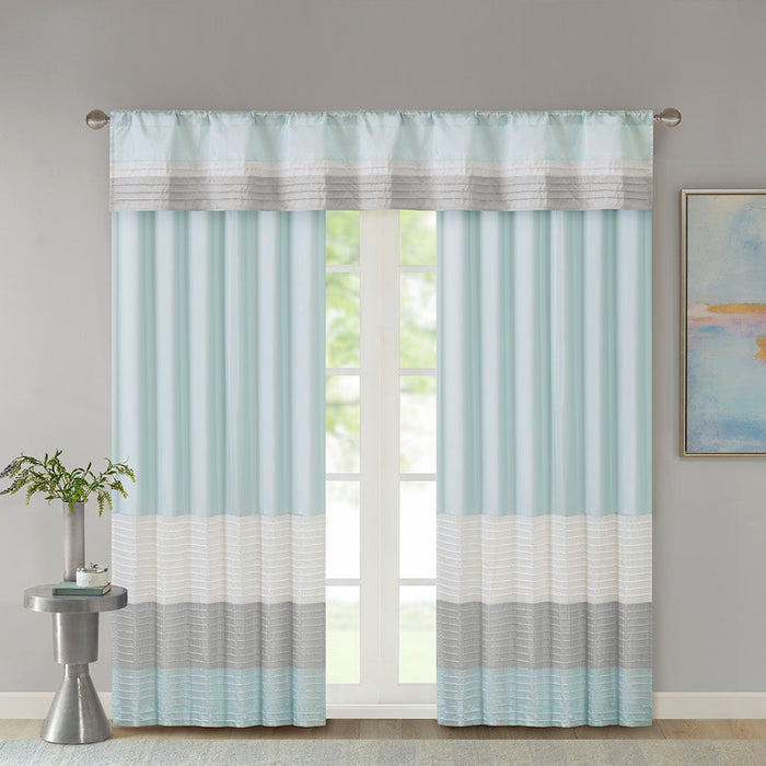 Amherst - Polyoni Pintuck Window Panel - Aqua - Simple Home Plus