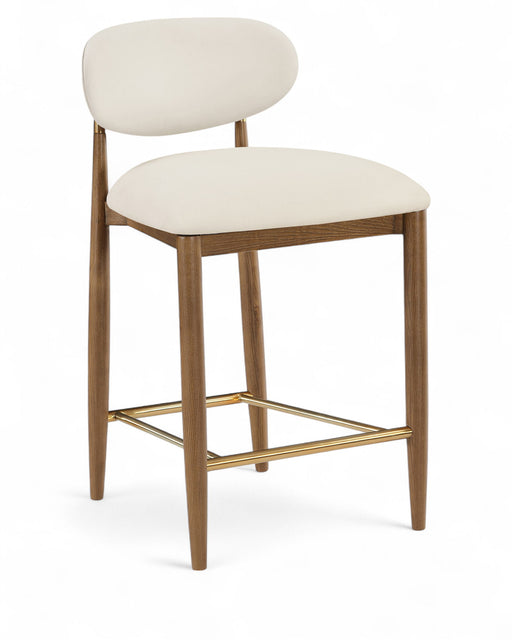 Riccio - Stool - Walnut And Gold Frame - Simple Home Plus