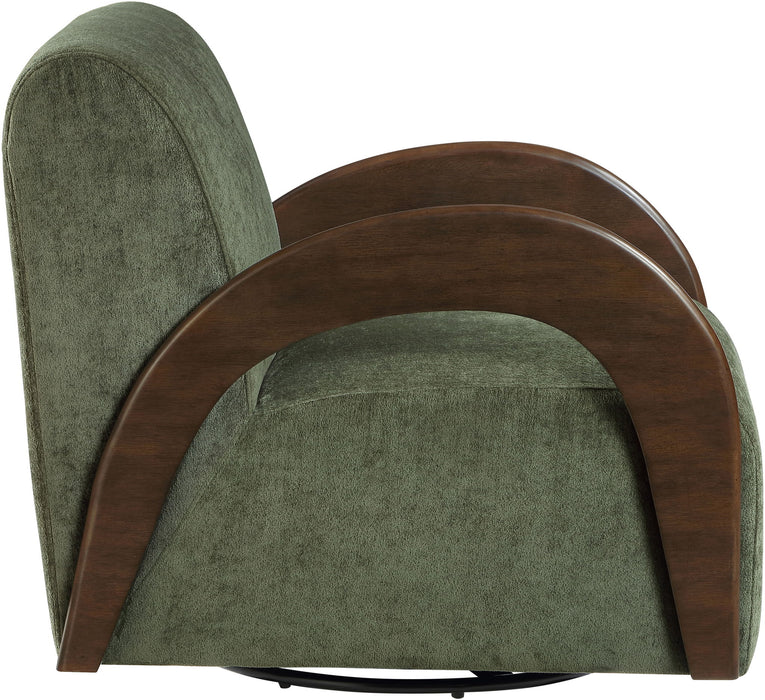 Neria - Chenille Fabric Upholstered Swivel Accent Chair - Painted Brown Base - Simple Home Plus