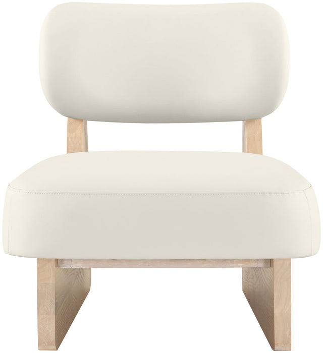 Vetra - Vegan Leather Upholstered Accent Chair With Natural Base - Simple Home Plus