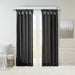 Emilia - Faux Silk Twist Tab Lined Window Curtain Panel - Black - Simple Home Plus