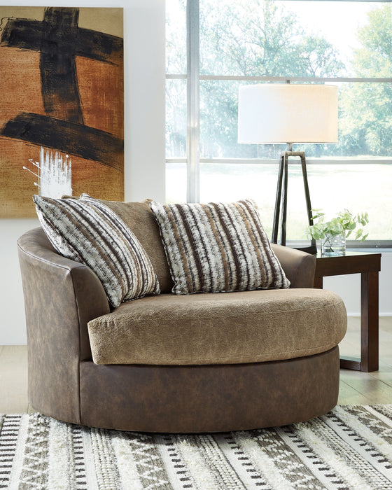 Alesbury - Chocolate - Oversized Swivel Accent Chair - Simple Home Plus