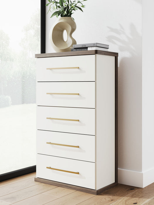 Kendanport - Brown / White - Five Drawer Chest - Simple Home Plus