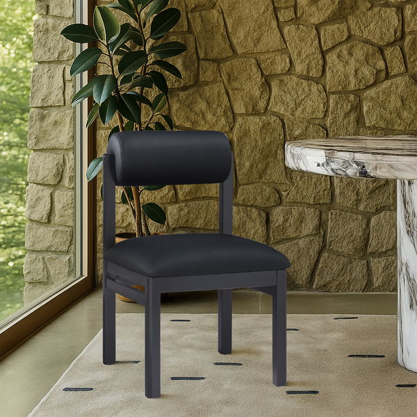 Roundhill - Faux Leather Dining Chair (Set of 2) - Black Frame