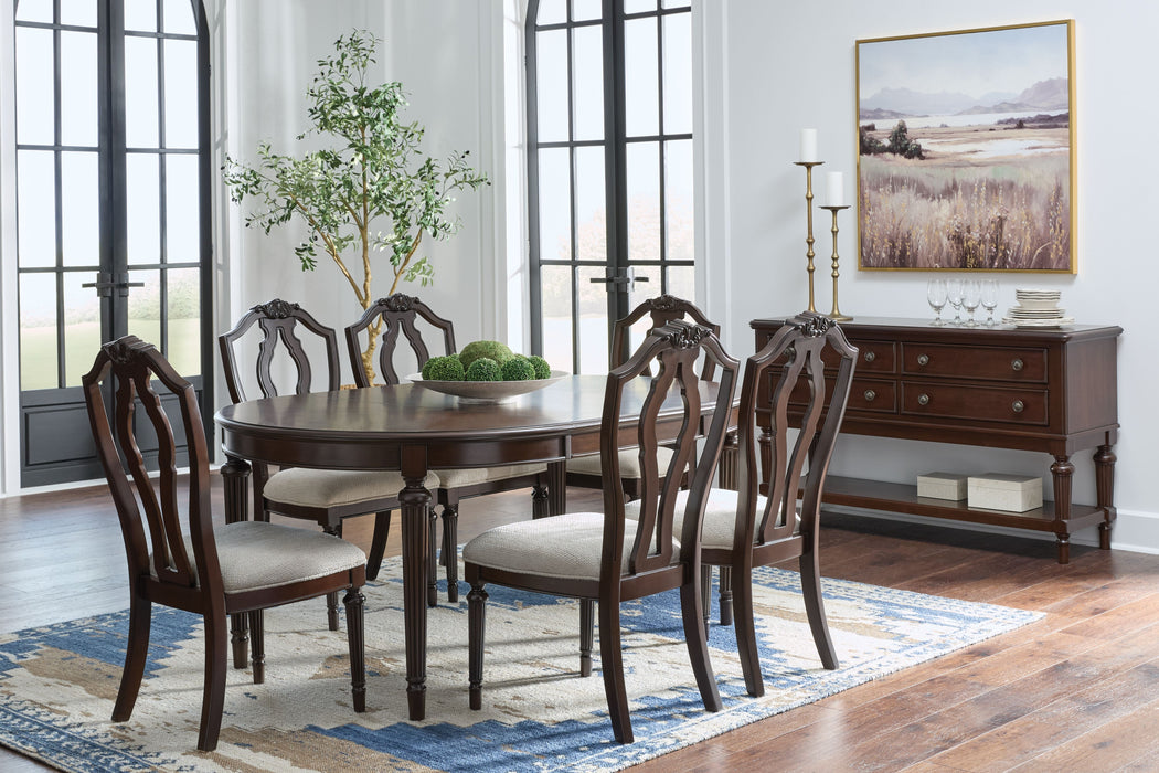 Lavinton - Brown - 8 Pc. - Dining Room Extension Table, 6 Side Chairs, Server - Simple Home Plus
