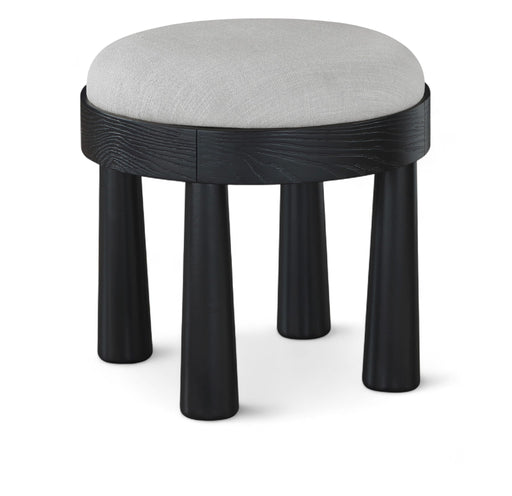 Larea - Linen Textured Fabric Ottoman - Black Base - Simple Home Plus