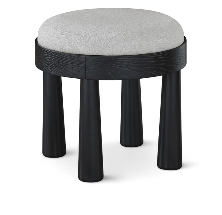 Larea - Linen Textured Fabric Ottoman - Black Base - Simple Home Plus