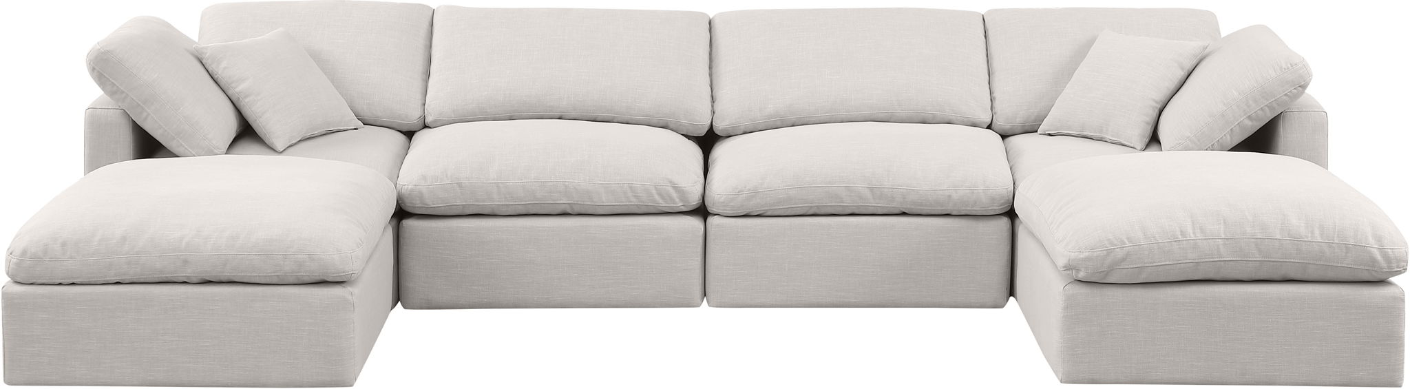Indulge - Linen 6 Piece Modular Double Chaise Sectional - Simple Home Plus