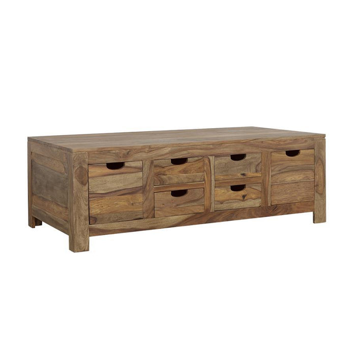 Esther - 6-Drawer Solid Wood Coffee Table - Natural - Simple Home Plus