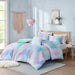 Cassiopeia - Watercolor Tie Dye Printed Comforter Set With Throw Pillow - Aqua - Simple Home Plus