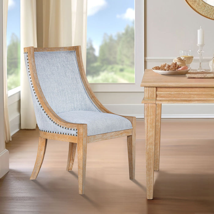 Elmcrest - Upholstered Dining Chair With Nailhead Trim - Light Blue - Simple Home Plus
