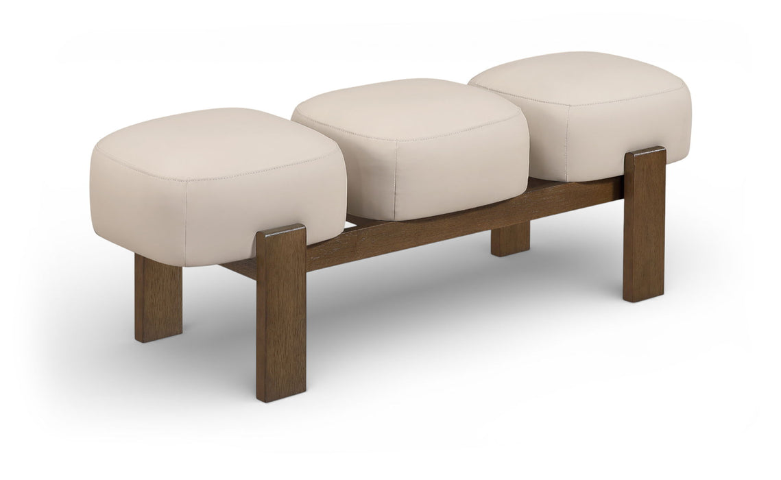 Woodcrest - Vegan Leather Upholstered Bench - Painted Brown Walnut Base - Simple Home Plus
