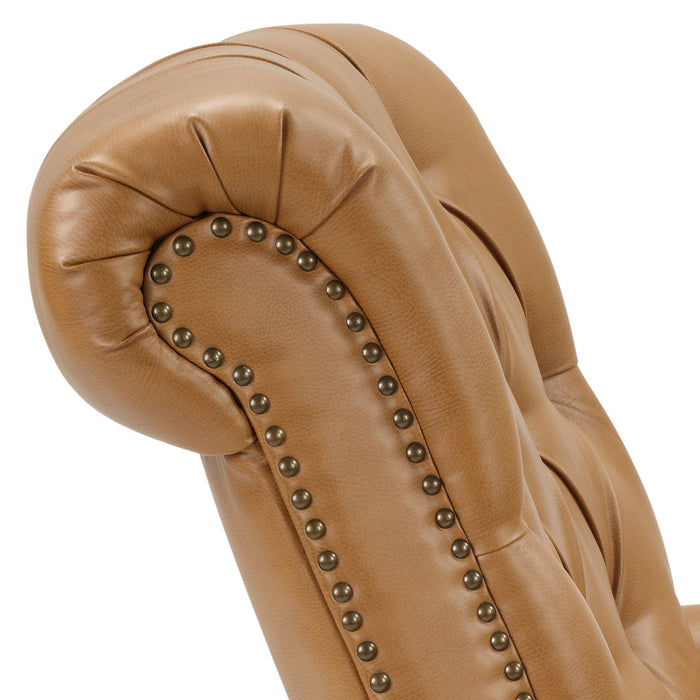 Aidan - Upholstered Manual Push Back Recliner Chair With Nailheads - Brown