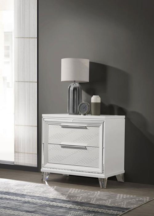 Marmore - 2-Drawer Nightstand Bedside Table - White - Simple Home Plus