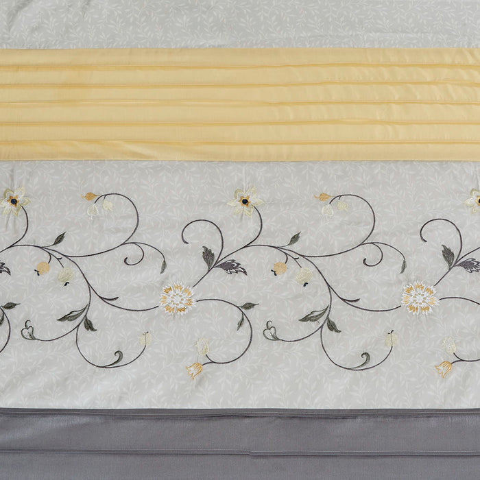 Serene - Embroidered Floral Shower Curtain - Yellow - Simple Home Plus