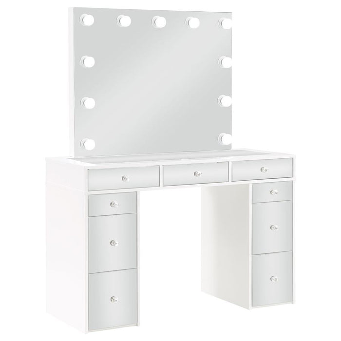 Regina - Makeup Vanity Table Set With Lighting - White - Simple Home Plus