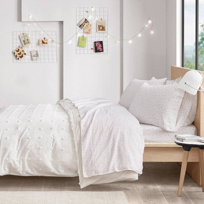 Cozy Soft Novelty Print Sheet Set - Gray / Pink Dots - Simple Home Plus