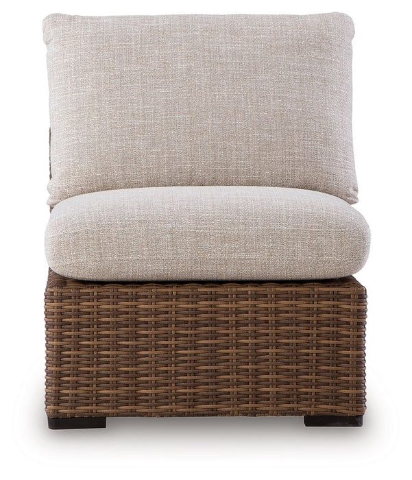 Dolan Creek - Armless Chair With Cushion - Beige / Brown - Simple Home Plus
