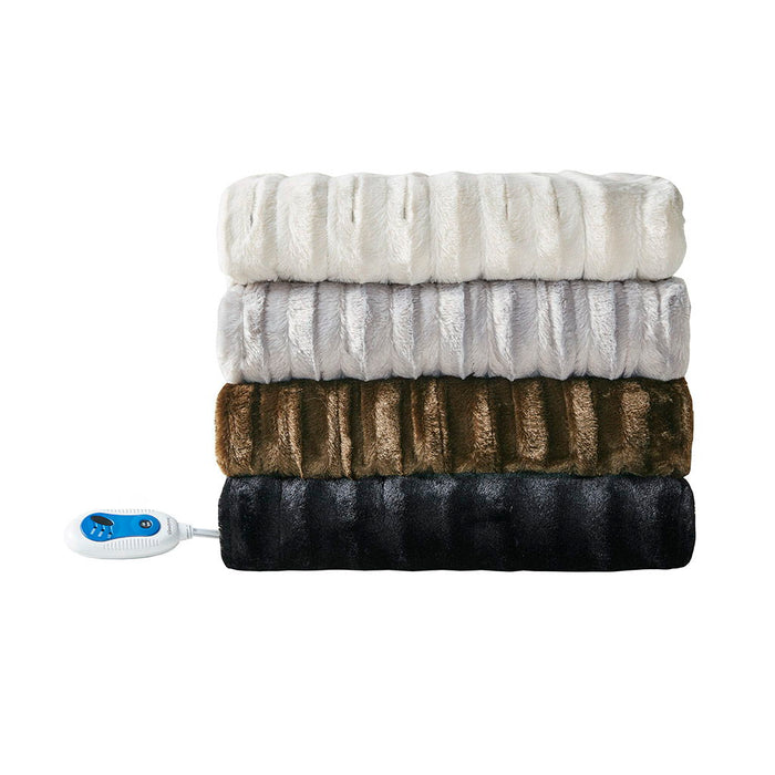 Heated Duke - Faux Fur Heated Throw - Black - Simple Home Plus