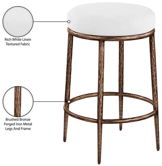 Ferro - Upholstered Backless Counter Stool With Brushed Bronze Base - Simple Home Plus