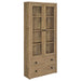 Hawthorne - 4-Shelf Glass Door Tall Cabinet With Drawers - Simple Home Plus