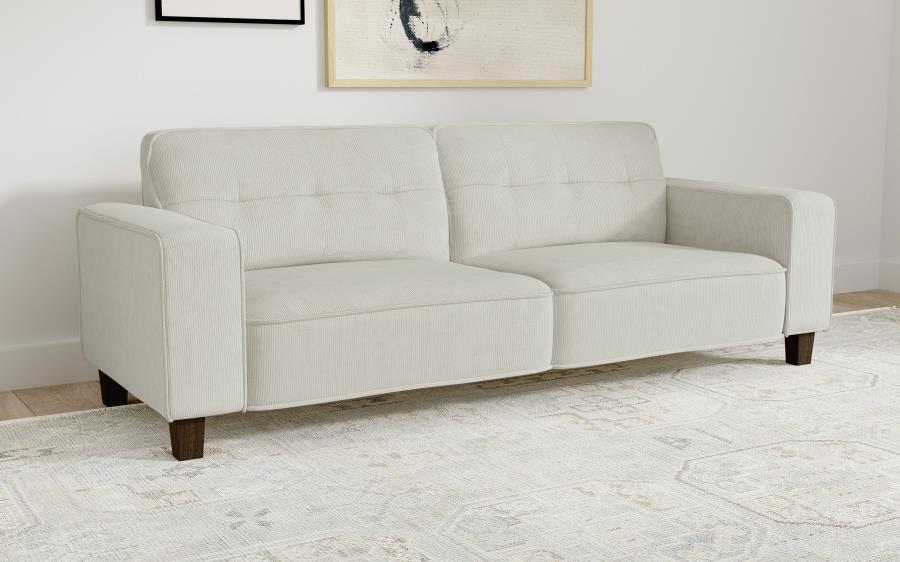 Deerhurst - Upholstered Track Arm Tufted Sofa - Greige - Simple Home Plus