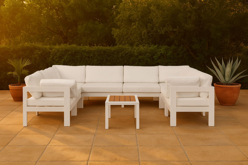 Nizuc - Outdoor Patio 8 Piece Modular Sectional With White Frame - Simple Home Plus
