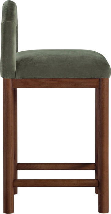 Conrad - Velvet Counter Stool With Brown Legs - Simple Home Plus