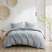Ellis - 3 Piece Full Duvet Set - Heathered Gray - Simple Home Plus