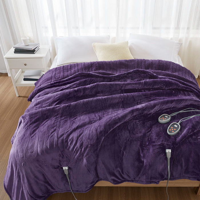 Heated Microlight To Berber - King Fabric Blanket - Purple