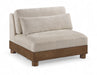 Turin - Chenille Fabric Upholstered Modular Armless Chair - Taupe / Brown Walnut - Simple Home Plus