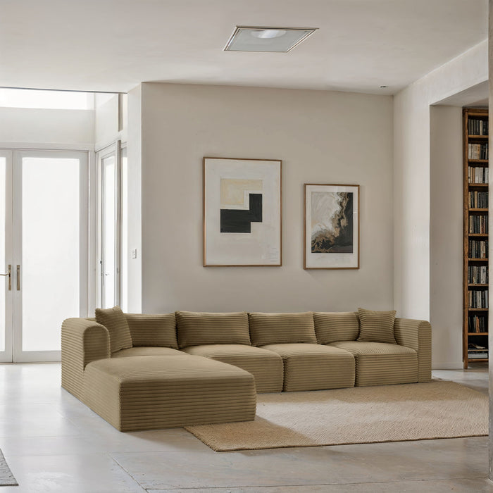 Shaggy - 5 Piece Modular Sectional With Ottoman - Simple Home Plus