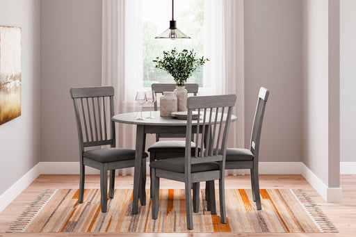 Shullden - Gray - 5 Pc. - Drop Leaf Table, 4 Side Chairs - Simple Home Plus