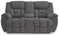 Foreside - Charcoal - Dbl Reclining Loveseat with Console - Simple Home Plus