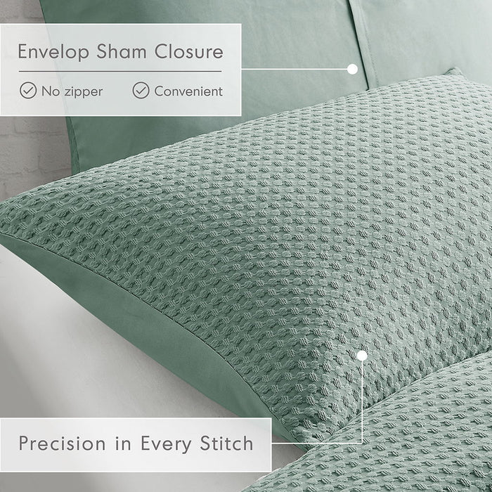Mina - Twin/Twin XL Weave Textured Duvet Cover Set - Sage Green - Simple Home Plus
