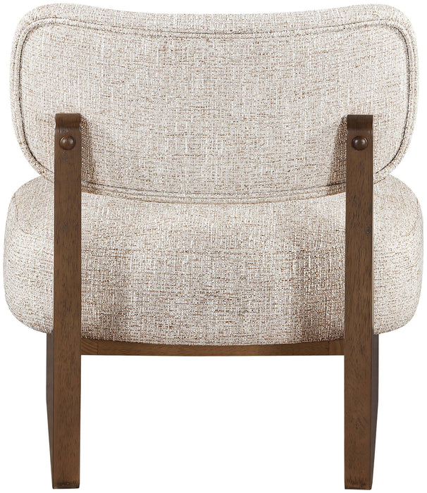 Vetra - Linen Textured Fabric Upholstered Accent Chair With Brown Base - Simple Home Plus
